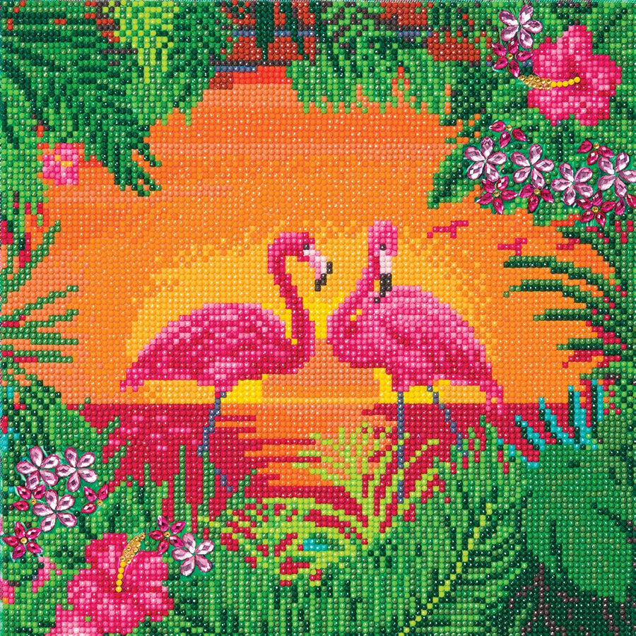 Crystal Art Mounted Kit: Fancy Flamingos
