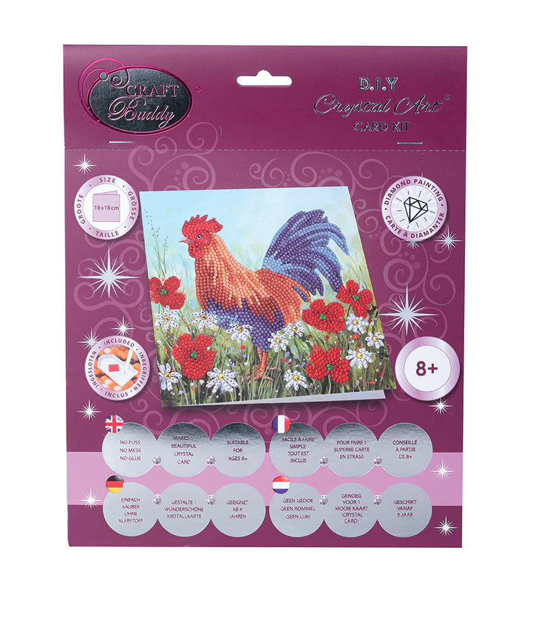 Crystal Art Card Kit: Cockerel in the Field