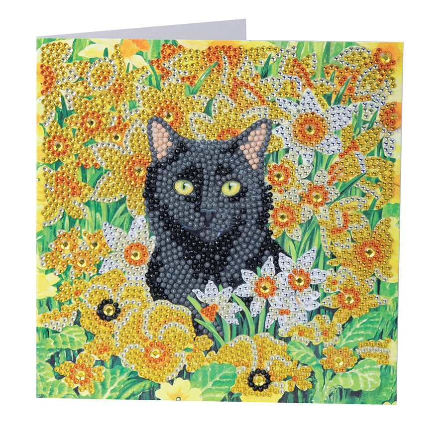 Crystal Art Card Kit: Cat Amongst the Flowers
