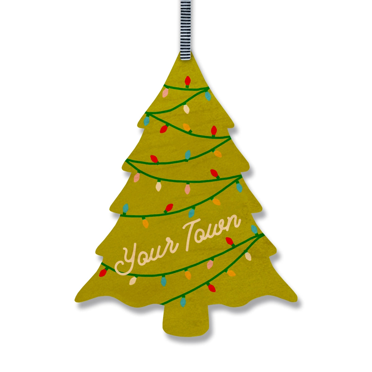 Pretty Christmas Tree Personalized Wood Ornament GODERICH - Light Green