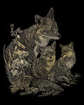 Engraving Art: Fox and Cubs