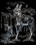 Engraving Art : Fawn and Bunny
