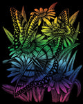 Engraving Art: Butterflies and Daises
