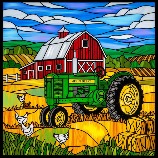 Springbok Puzzle- John Deere Stained Glass Farm 500pc